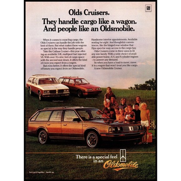 1984 Oldsmobile Cruisers Station Wagon Cruisers Vintage Print Ad Soccer Wall Art - Picture 1 of 1